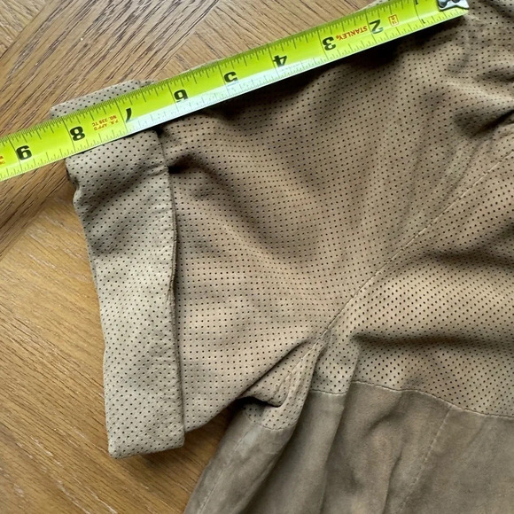 Hoss Intropia Goat Leather Short Sleeve Dress Size 36 US Size 4 Khaki Brown - Picture 14 of 16